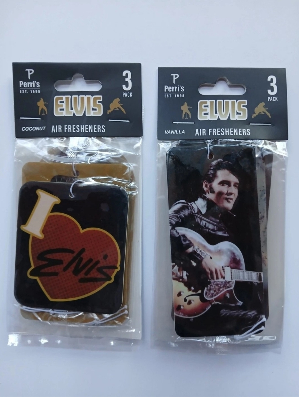 Elvis Presley Novelty Air Fresheners - 2 Packs Of 3 Qty 6  Vanilla And Coconut